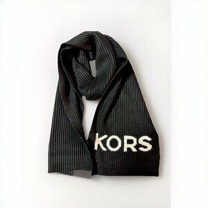 MICHAEL KORS Fisherman's rib knit women's winter scarf  -BLACK